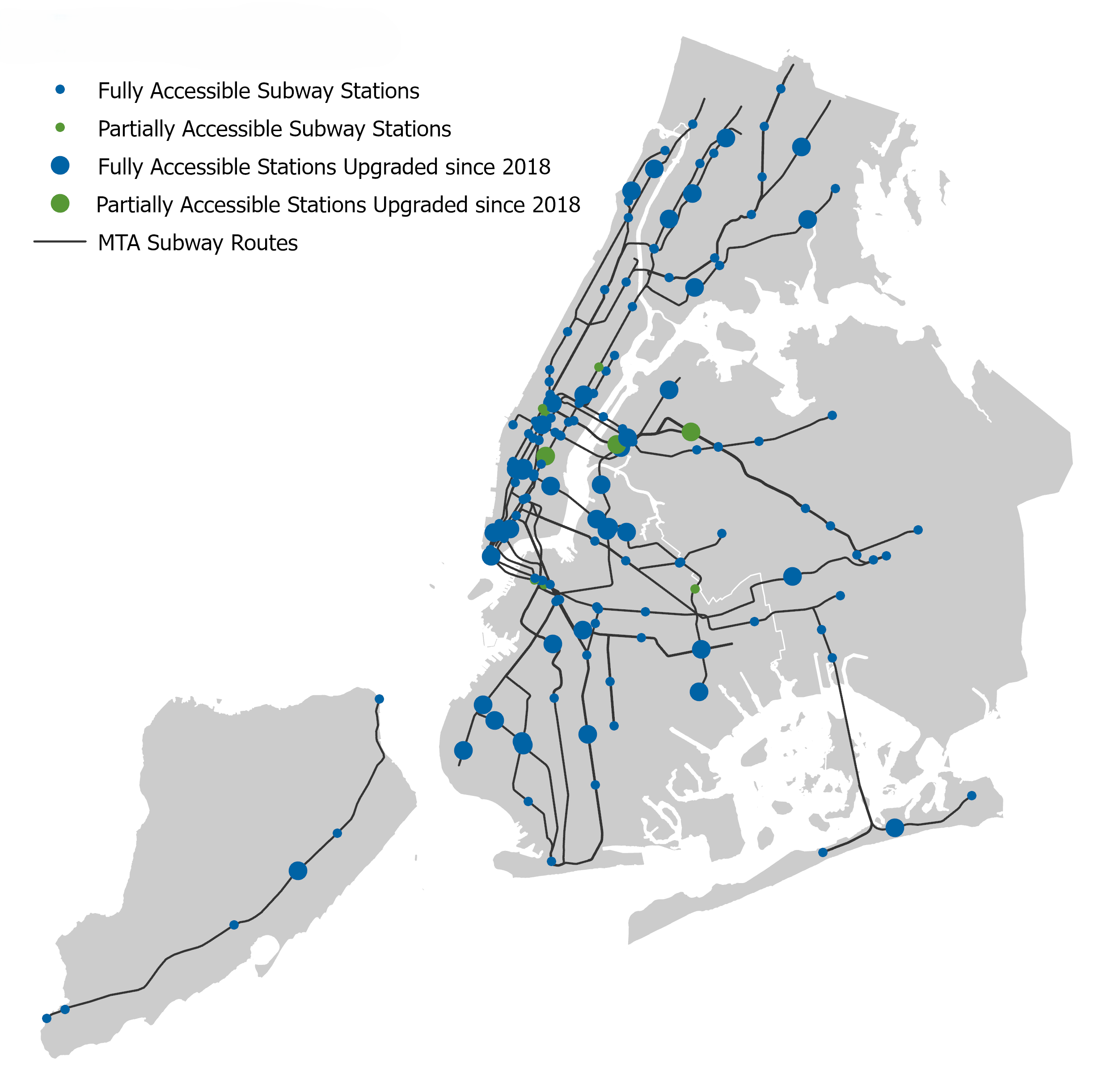 Map of Subway station accessibility, 2025
