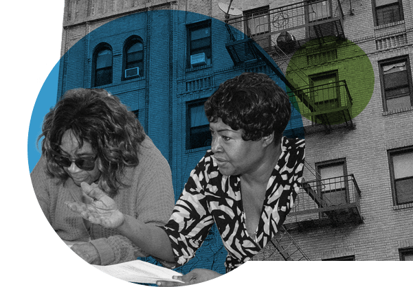 Engagement photo two women looking at paper